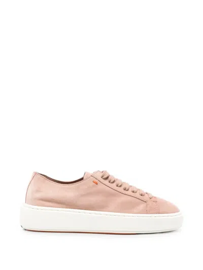 Santoni Clean Icon Toy Suede Sneakers In Pink