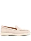 Santoni Closed-design Pink Leather Loafers With Plush Lining In Pink