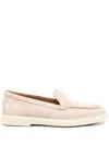 Santoni Closed-design Pink Leather Loafers With Plush Lining In Pink