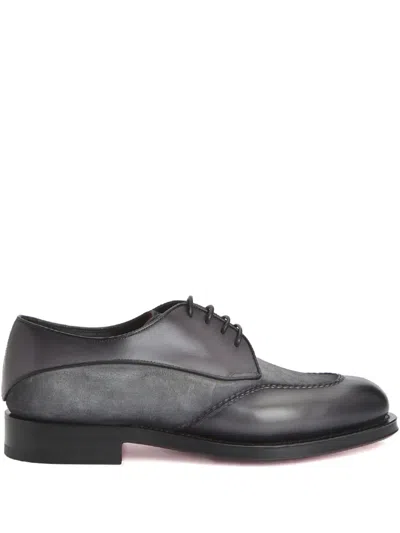 Santoni Colin Suede-panel Derby Shoes In Gray