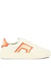 Santoni Leather Sneaker Round Toe In White