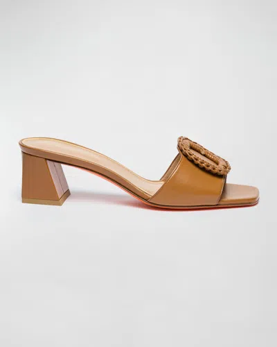 Santoni Corolle Leather Buckle Mules In Brown