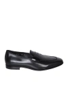Santoni Crafted From Premium Glossy Leather Loafer In Black
