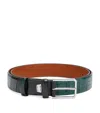 Santoni Croc-embossed Leather Belt In Green
