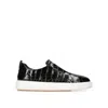 Santoni Crocodile Leather Clean Icon 2.0 Sneakers In Black
