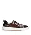Santoni Crocodile Leather Clean Icon Sneakers In Multi