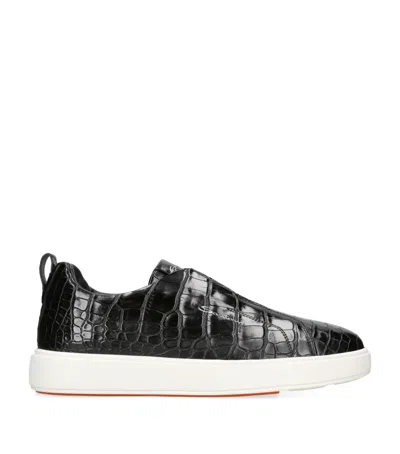 SANTONI CROCODILE LEATHER CLEAN ICON SNEAKERS