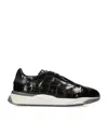 Santoni Crocodile Leather Innova Sneakers In Black