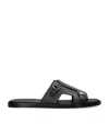 Santoni Crocodile Monk Sandals In Navy