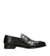 Santoni Crocodile Skin Duke Penny Loafers In Black