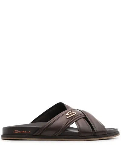 Santoni Sandals In Dark Brown