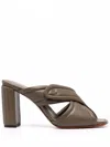 Santoni Crossover High-heel Mules In Grün