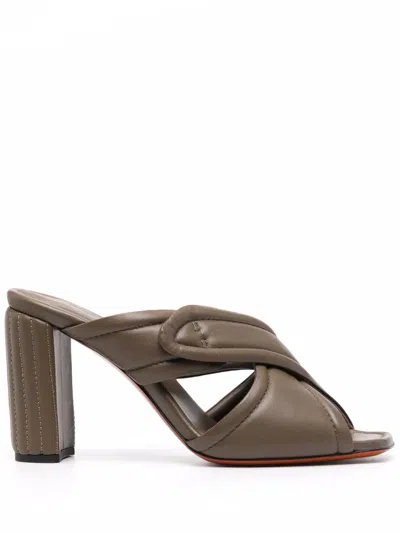 Santoni Crossover High-heel Mules In Grün