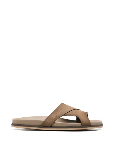 Santoni Crossover-strap Leather Sandals In Brown