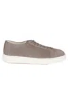 Santoni Microsuede Low-top Sneakers In Grey