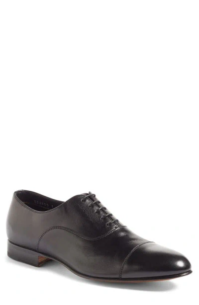 Santoni Darian Cap Toe Oxford In Black Smooth