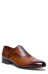 Santoni Darian Textured Cap Toe Oxford In Brown