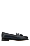 Santoni Dark Blue Leather Andrew Loafers