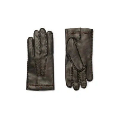 Santoni Dark Brown Leather Gloves