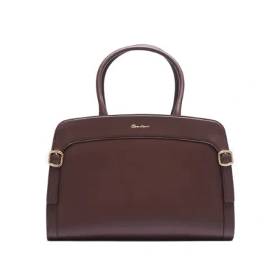 Santoni Dark Brown Leather Handbag