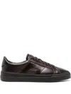 Santoni Dark Brown Logo Sneakers In Dark Brown