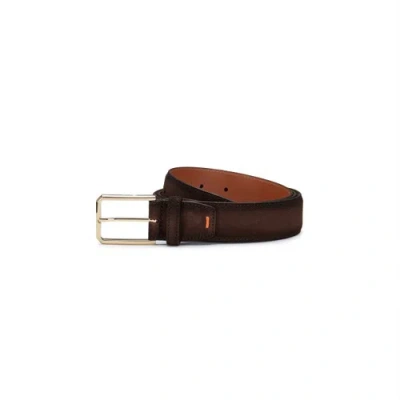 Santoni Dark Brown Suede Adjustable Belt Quercia Brown