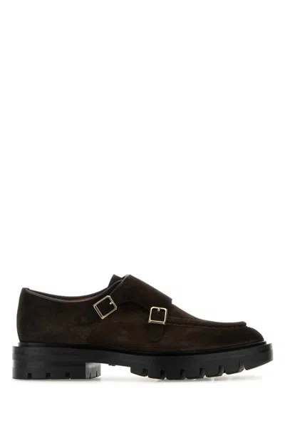 Santoni Dark Brown Suede Loafers