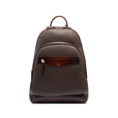 Santoni Dark Brown Tumbled Leather Backpack