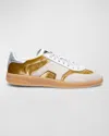 Santoni Dba Metallic Leather Low-top Sneakers In Yellow