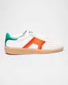 Santoni Dba Mixed Leather Low-top Sneakers In White