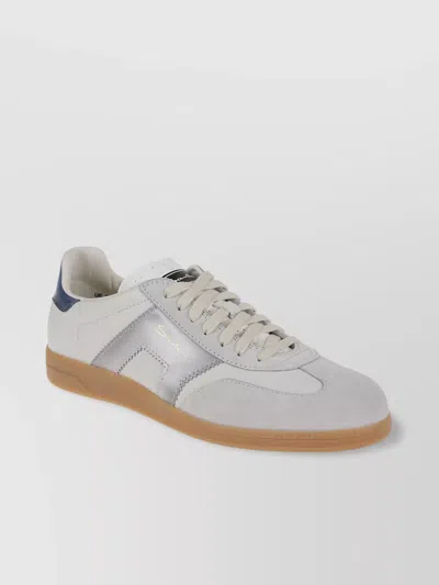 Santoni Dbs Leather And Suede Sneakers