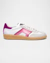 Santoni White And Violet Leather And Suede Dbs Oly Sneaker In White/pink