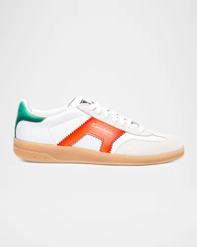 Santoni Dbs Oly Mixed Leather Low-top Sneakers In Multi