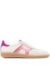 Santoni White And Violet Leather And Suede Dbs Oly Sneaker In Metallic