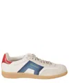Santoni Low Top Leather Sneakers With Contrast Panel In Multicolor