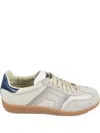 Santoni Dbs Leather And Suede Sneakers In White