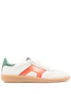 Santoni Dba Mixed Leather Low-top Sneakers In White