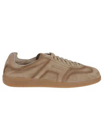 Santoni Dbs Oly Suede Sneakers With Double Buckle Detail In Multicolor