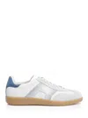 Santoni Dbs Leather And Suede Sneakers In White