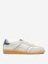 Santoni Dbs Leather And Suede Sneakers In White