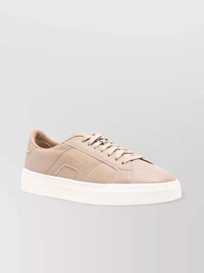 Santoni Dbs Round Toe Flat Sole Sneakers In Neutral