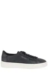 Santoni Grained Leather Sneakers In Black