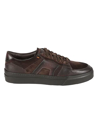 Santoni Dbs Sport Low-top Calfskin Sport Sneakers In Brown