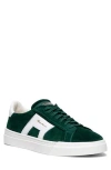 Santoni Double-buckle Suede Panelled Sneakers In Green