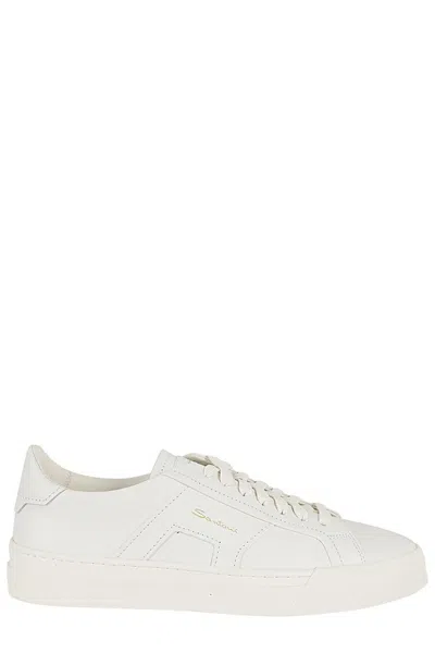 Santoni Logo-print Panelled-design Trainers In White