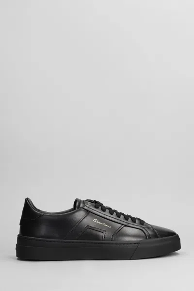 SANTONI DBS3 SNEAKERS IN BLACK LEATHER
