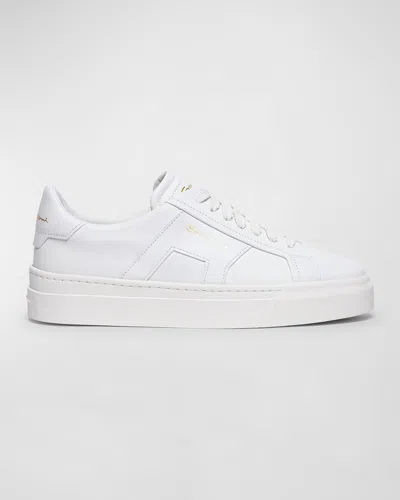 Santoni Dbs6 Leather Low-top Sneakers In White