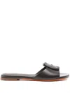 Santoni Decorative-buckle Slides In Brown