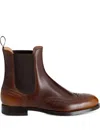 Santoni Delia Brogue Boots In Brown