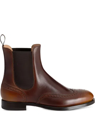 Santoni Delia Brogue Boots In Brown